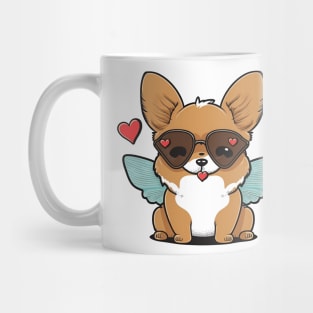 kawaii cute happy dog with butterfly wings Mug